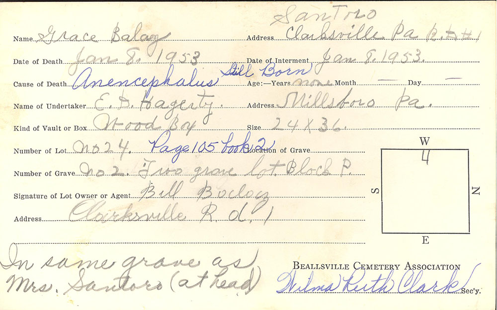 burial card